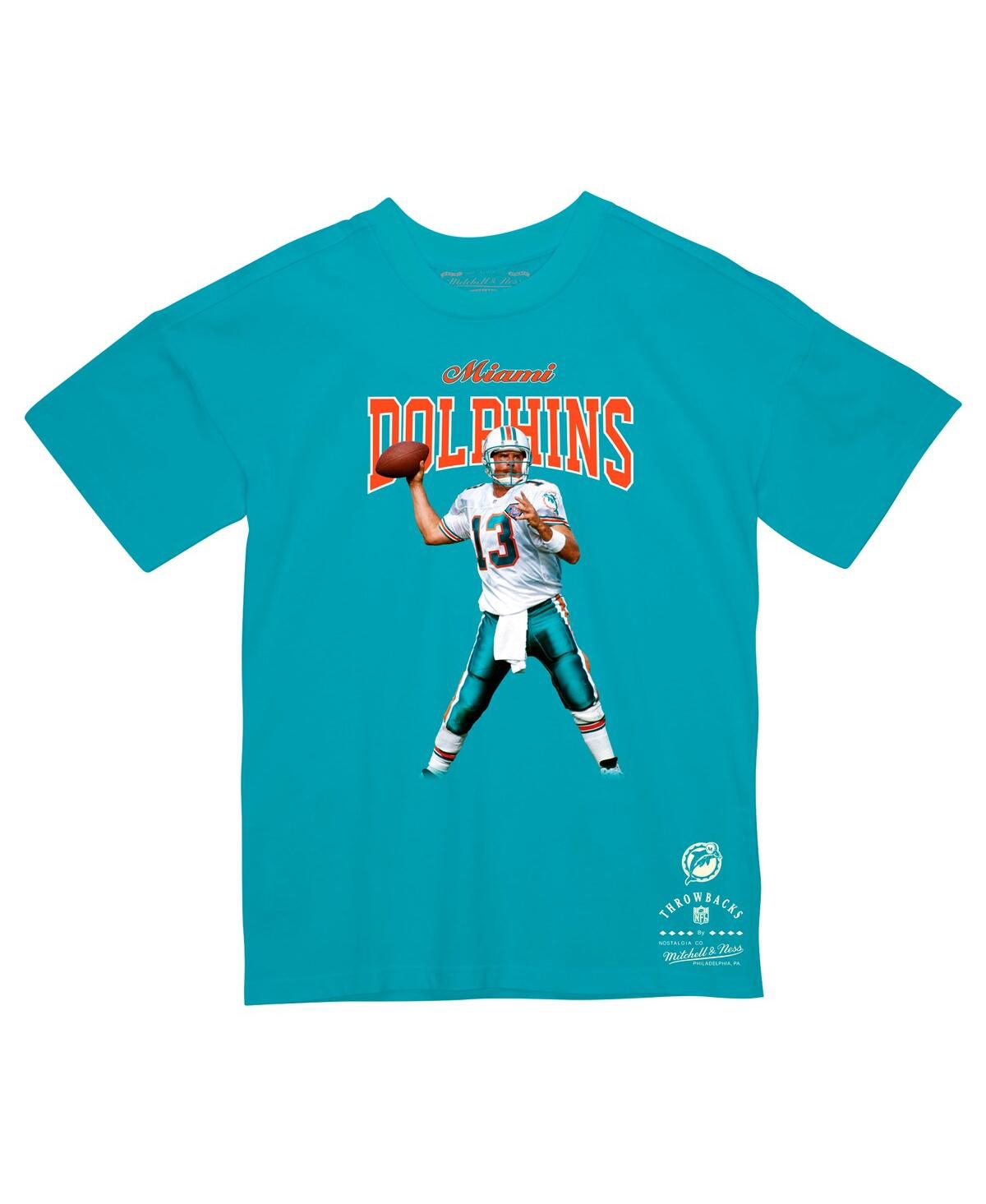 Mitchell & Ness Men's Dan Marino Aqua Miami Dolphins Sideline Retired Player T-shirt