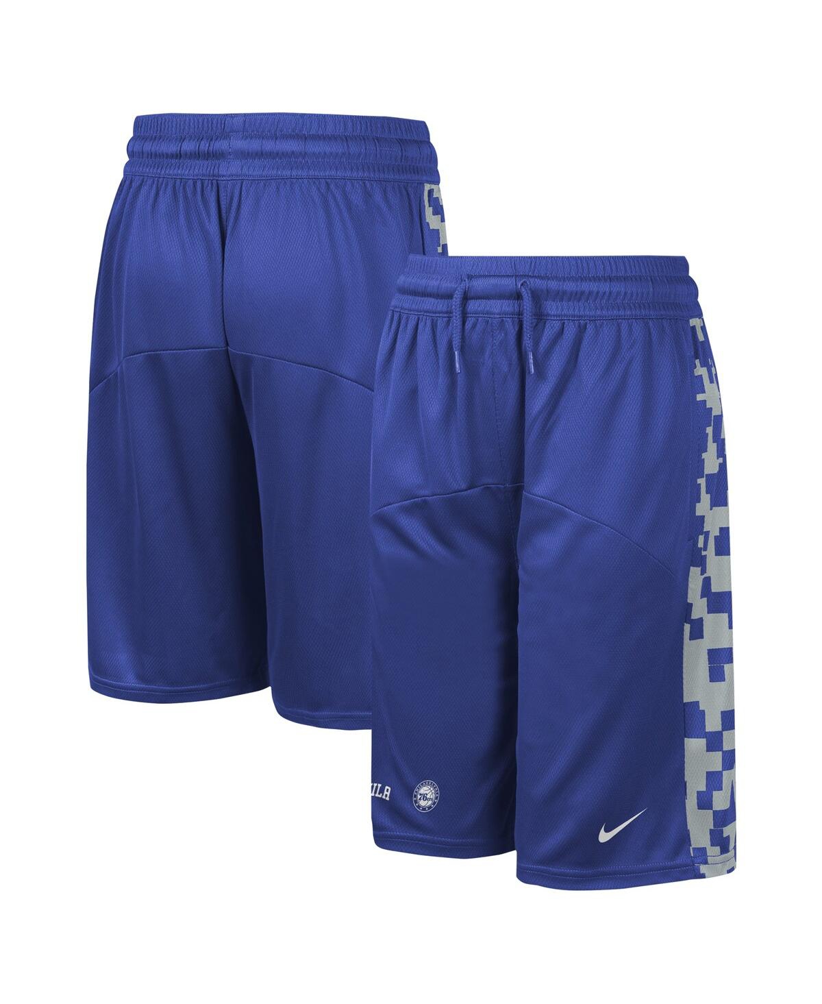 Nike Big Boys And Girls Royal Philadelphia 76ers Courtside Starting Five Team Shorts