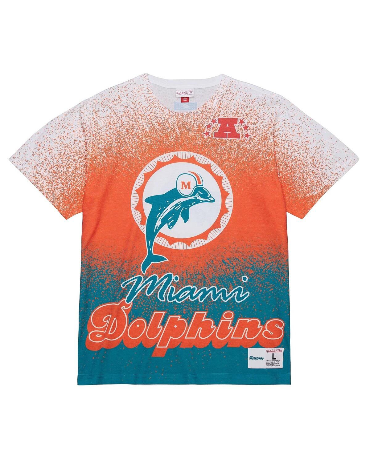 Mitchell & Ness Men's White Miami Dolphins Team Burst Vintage Logo T-shirt In Burgundy