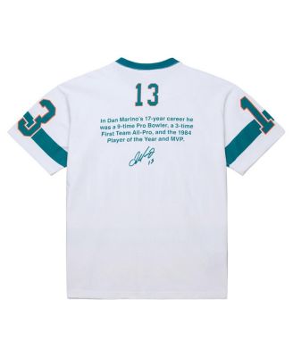Men's Dan Marino White Miami Dolphins Name Number Team Origins Vintage Logo T-Shirt