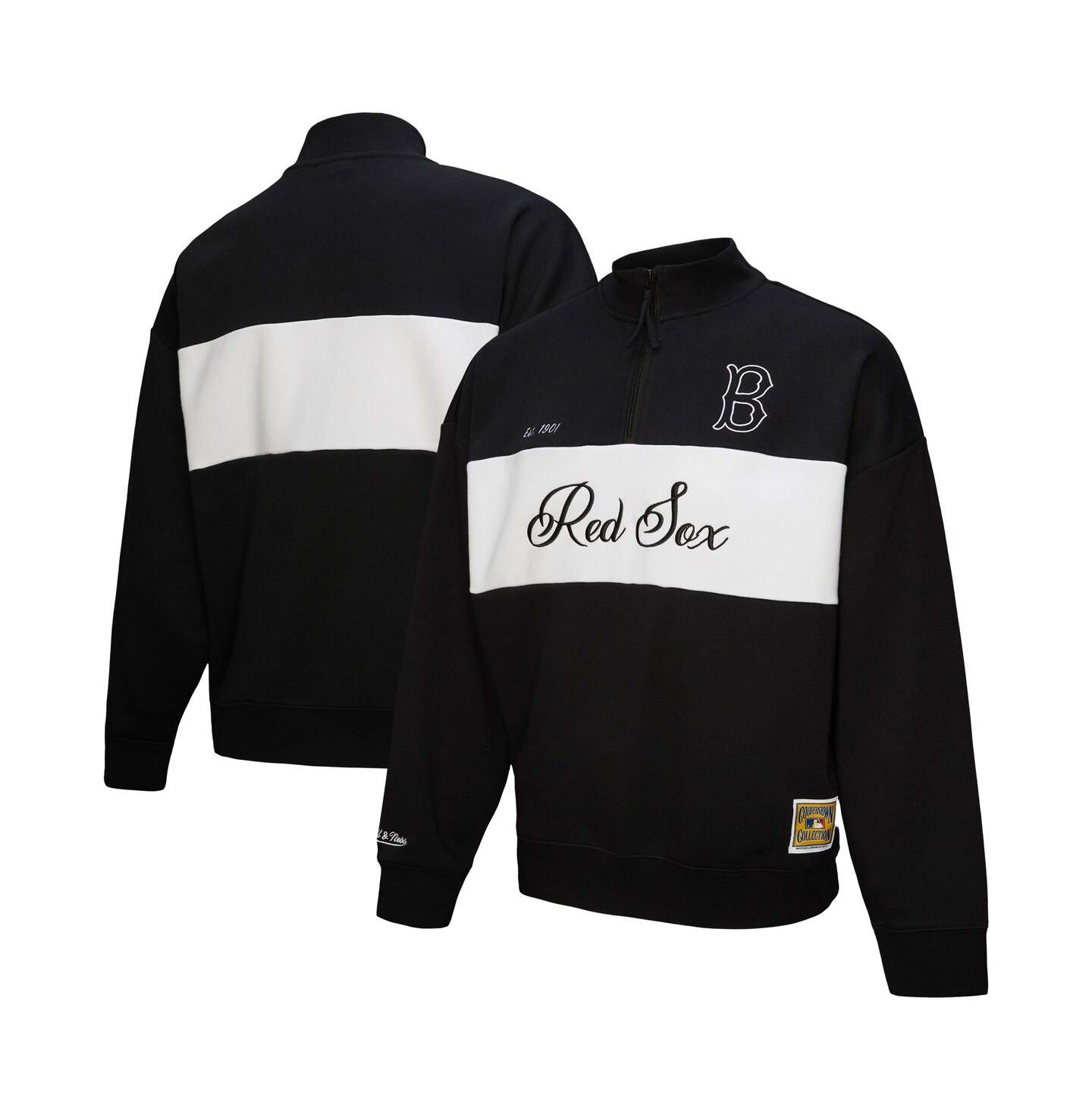 Женский свитер Mitchell & Ness Black Boston Red Sox Quarter-Zip Pullover Top — фото 1