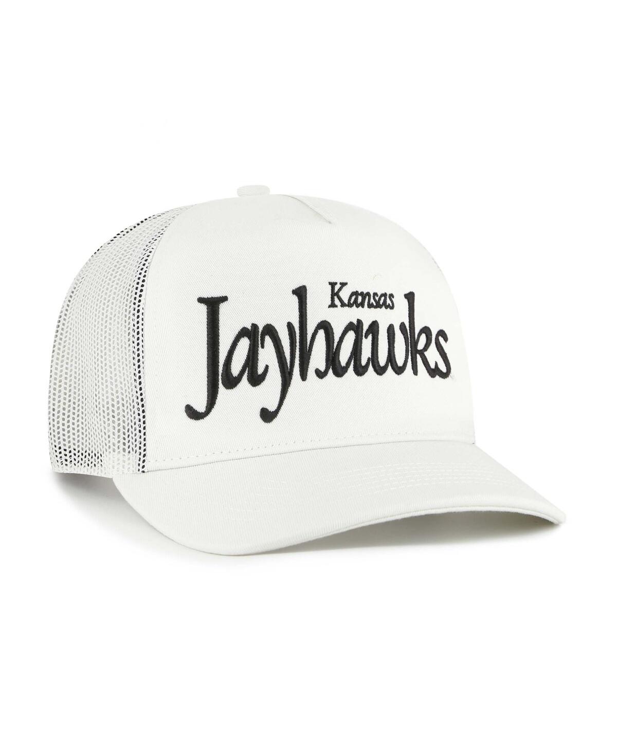 47 Brand Men's And Women'sâ Cream Kansas Jayhawks Foundation Script Adjustable Trucker Hat