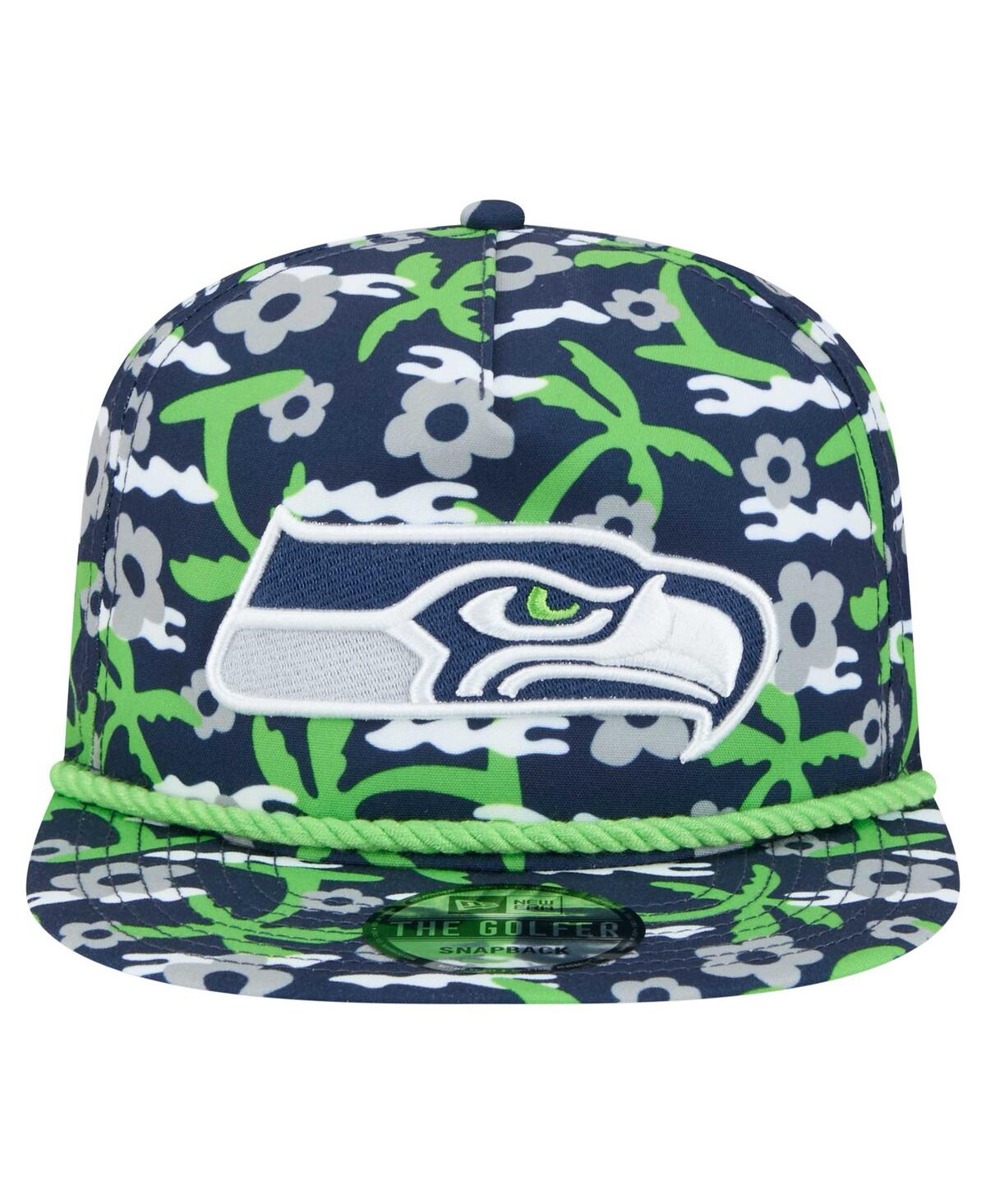 New Era Men's Navy Seattle Seahawks Wakey Wakey Golfer Snapback Hat