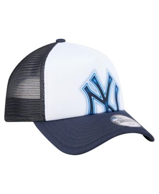 Toddler White/Navy New York Yankees Painted A-Frame 9FORTY Trucker Adjustable Hat