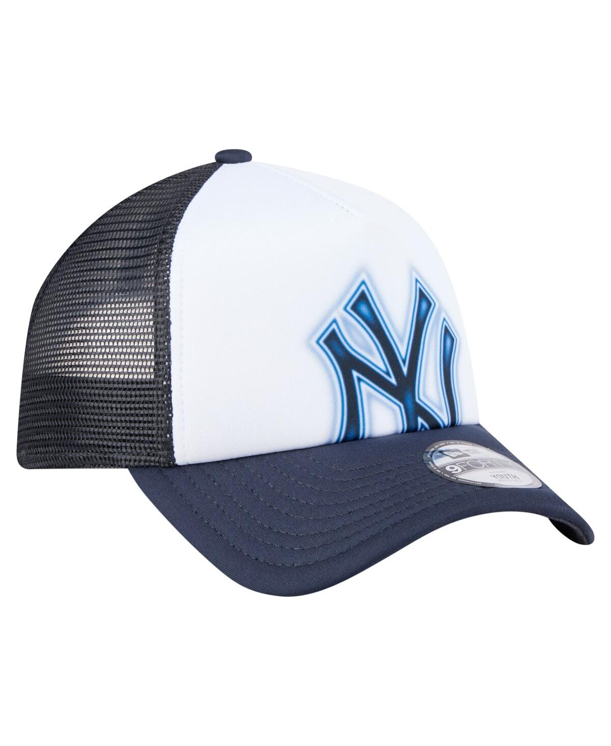 New Era Toddler White/navy New York Yankees Painted A-frame 9forty Trucker Adjustable Hat