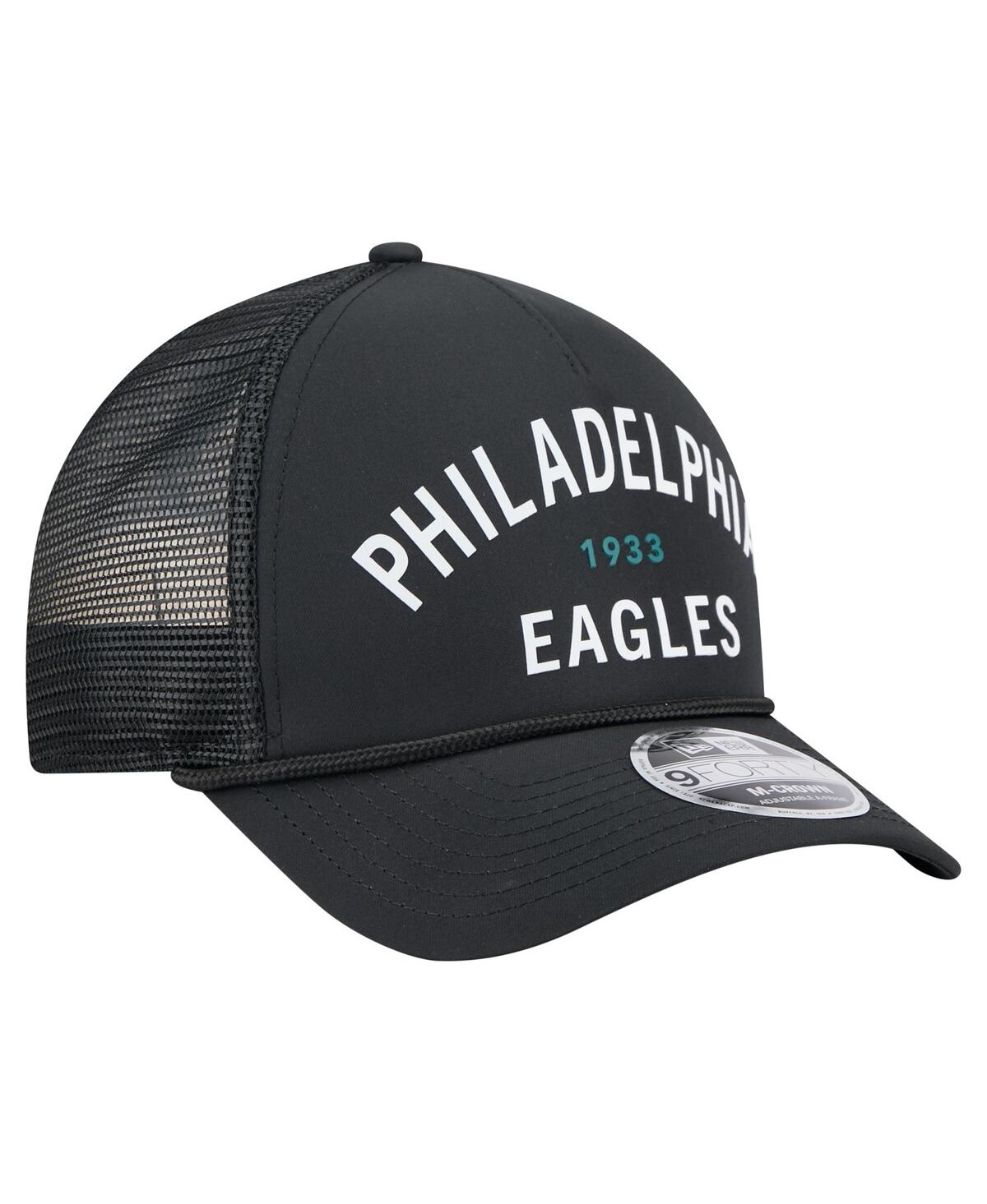 New Era Men's Black Philadelphia Eagles Active Minimalist M-crown A-frame 9forty Adjustable Hat