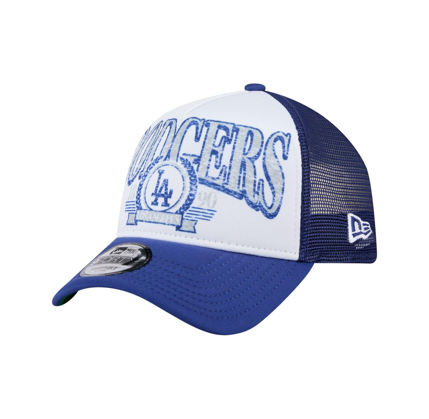 Men's White/Royal Los Angeles Dodgers Trucker A-Frame 9FORTY Adjustable Hat