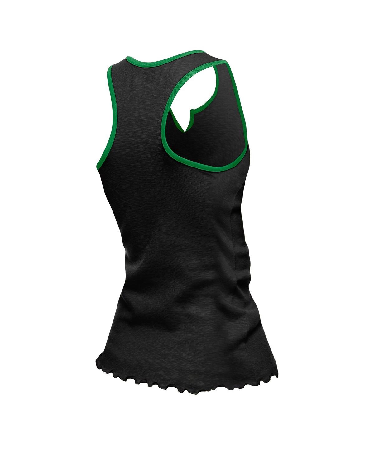 NEW ERA WOMEN'S BLACK PHILADELPHIA EAGLES LETTUCE HEM NOTCH NECK TRI-BLEND TANK TOP 