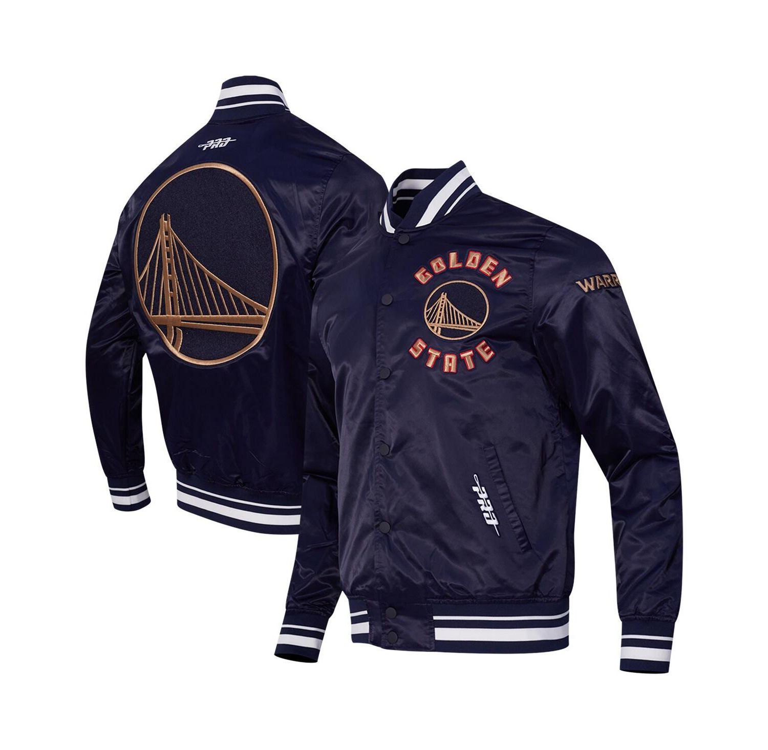 Men's Navy Golden State Warriors 2024/25 City Edition Chenille Satin Full-Snap Jacket
