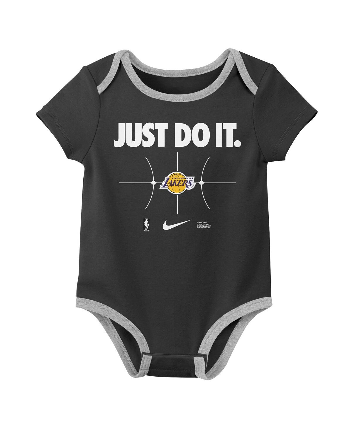 Nike Baby Boys And Girls Purple/black Los Angeles Lakers Just Do It 2-pack Bodysuit Set