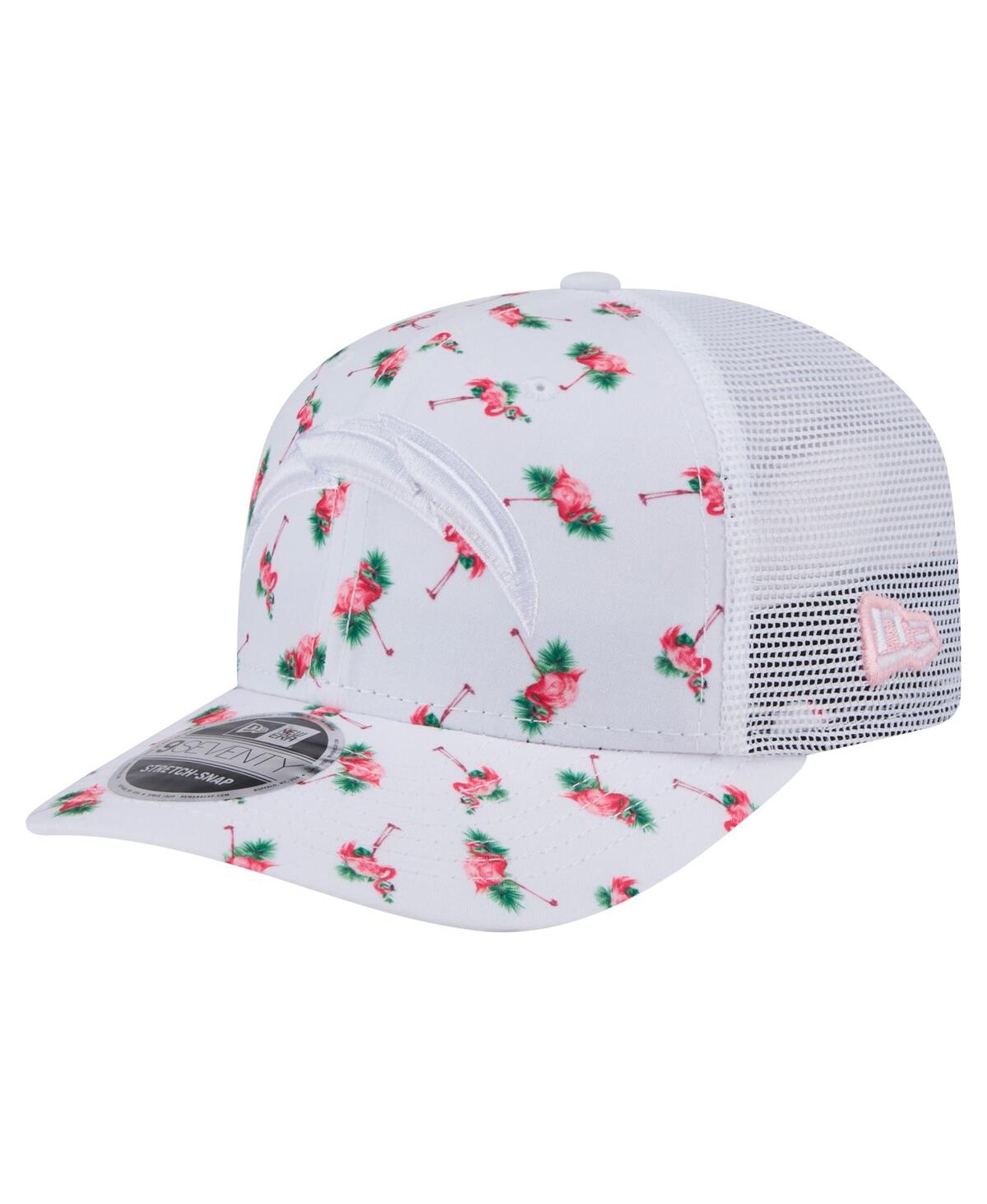 New Era Men's White Los Angeles Chargers Adventure Flamingo Pattern 9seventy Stretch Snap Hat