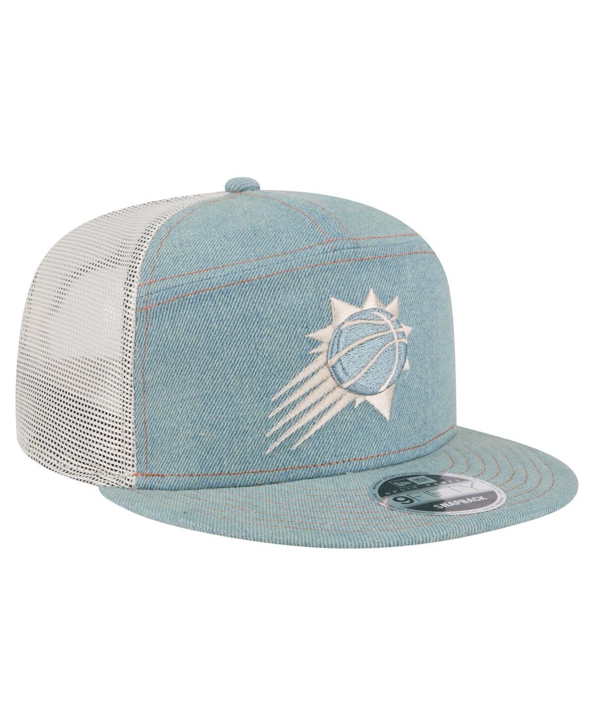 New Era Men's Phoenix Suns Adventure Denim Split Panel 9fifty Snapback Trucker Hat