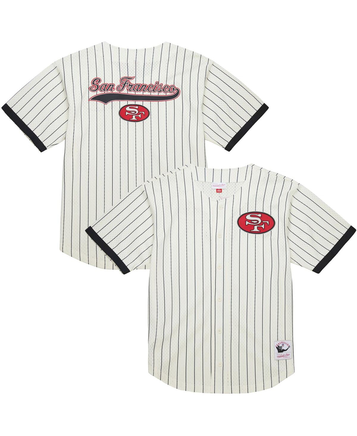 Men's Cream San Francisco 49ers Final Seconds Vintage Logo Mesh Button-Up Shirt - Cream