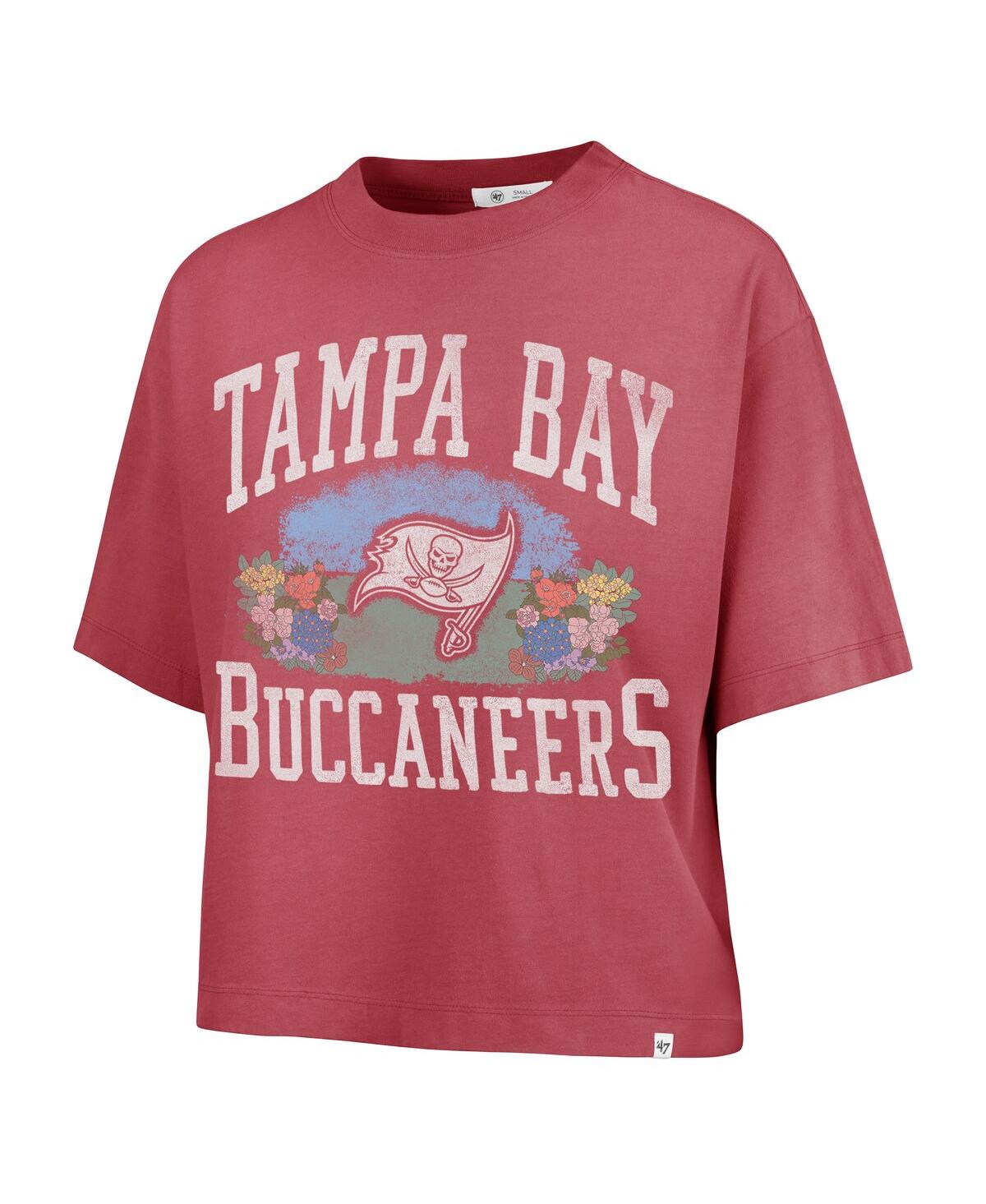 47 BRAND WOMEN'S LIGHT RED TAMPA BAY BUCCANEERS FLORENTINA MONTAUK CROPPED T-SHIRT 