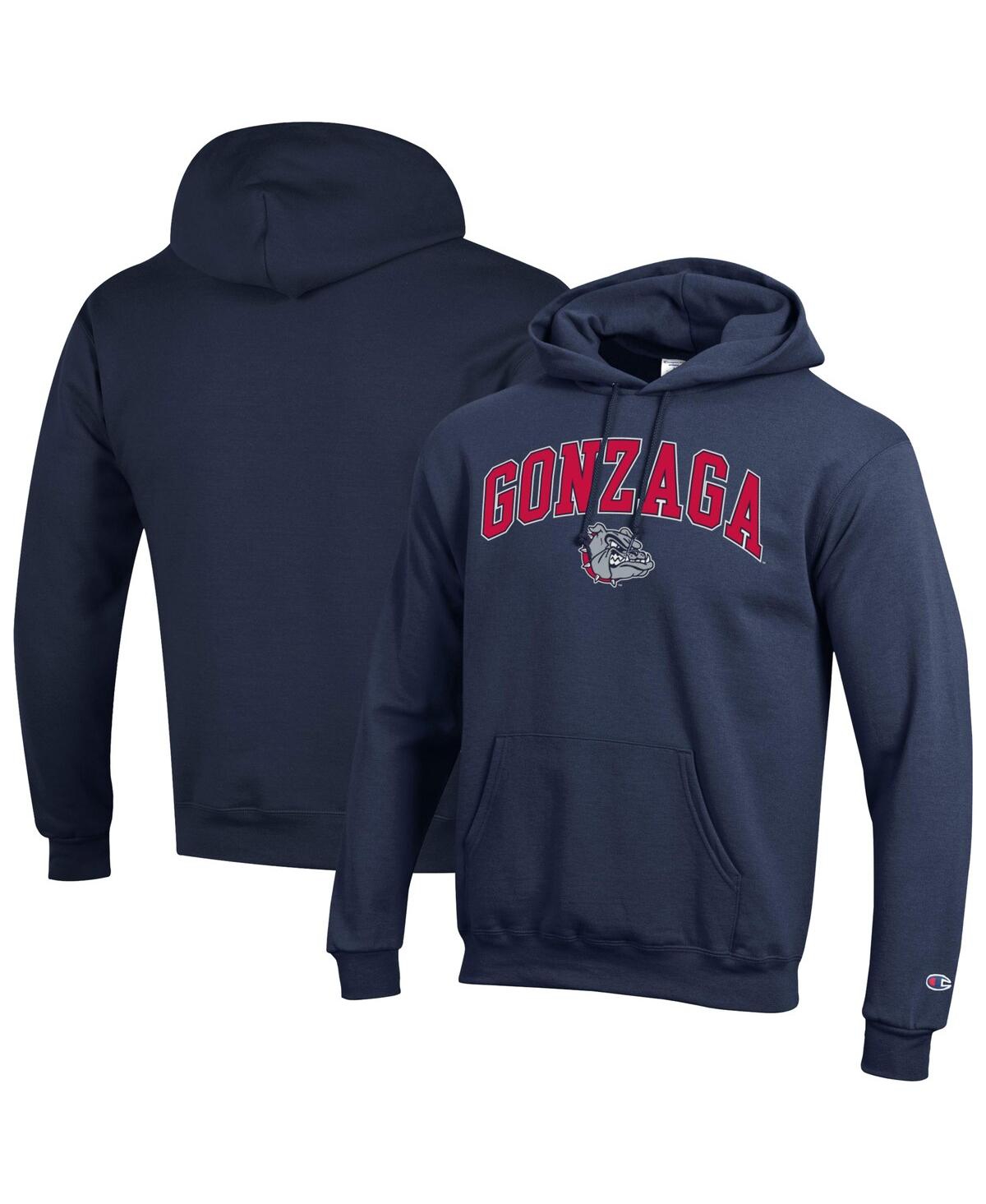 Men's Navy Gonzaga Bulldogs Arched Logo Fleece Pullover Hoodie - Navy