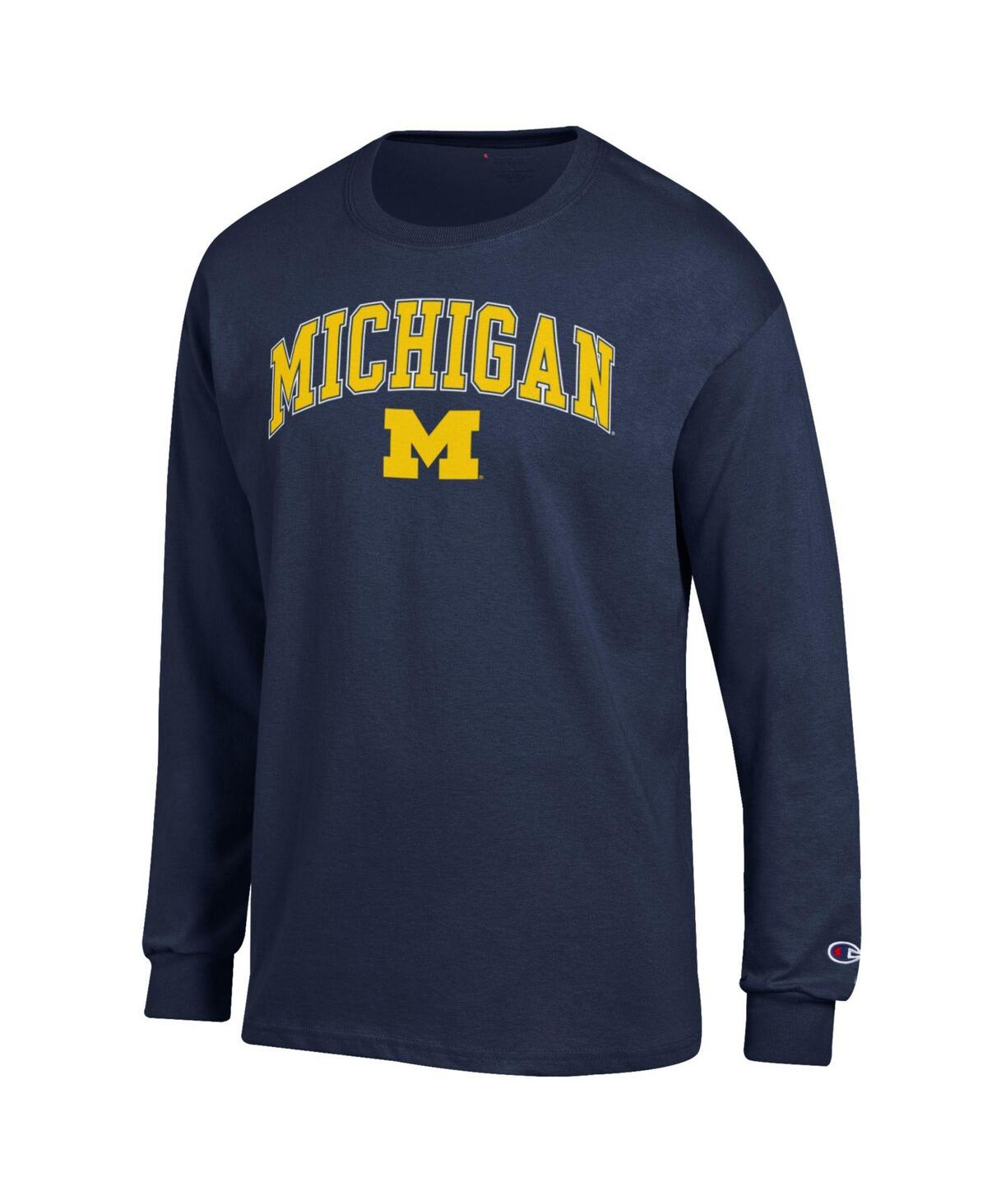 Champion Big Boys And Girls Navy Michigan Wolverines Arch Over Logo Long Sleeve T-shirt In Blue