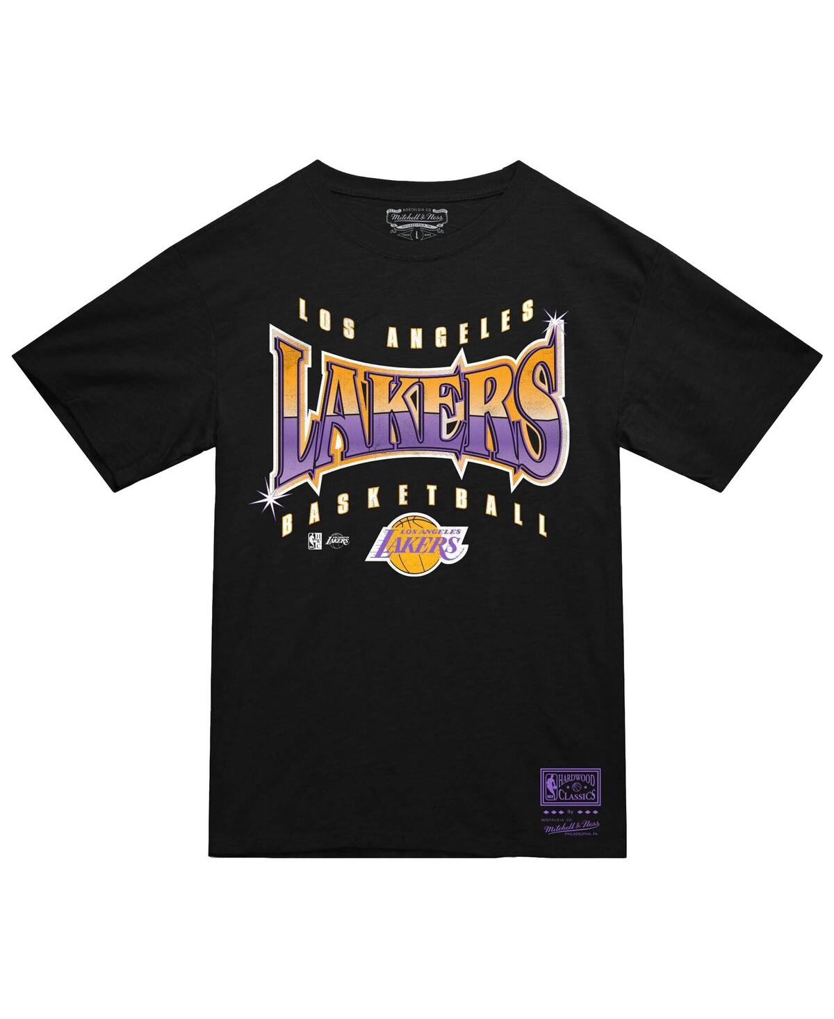Mitchell & Ness Black Los Angeles Lakers Worldwide Collection Glow Up T-shirt In Black