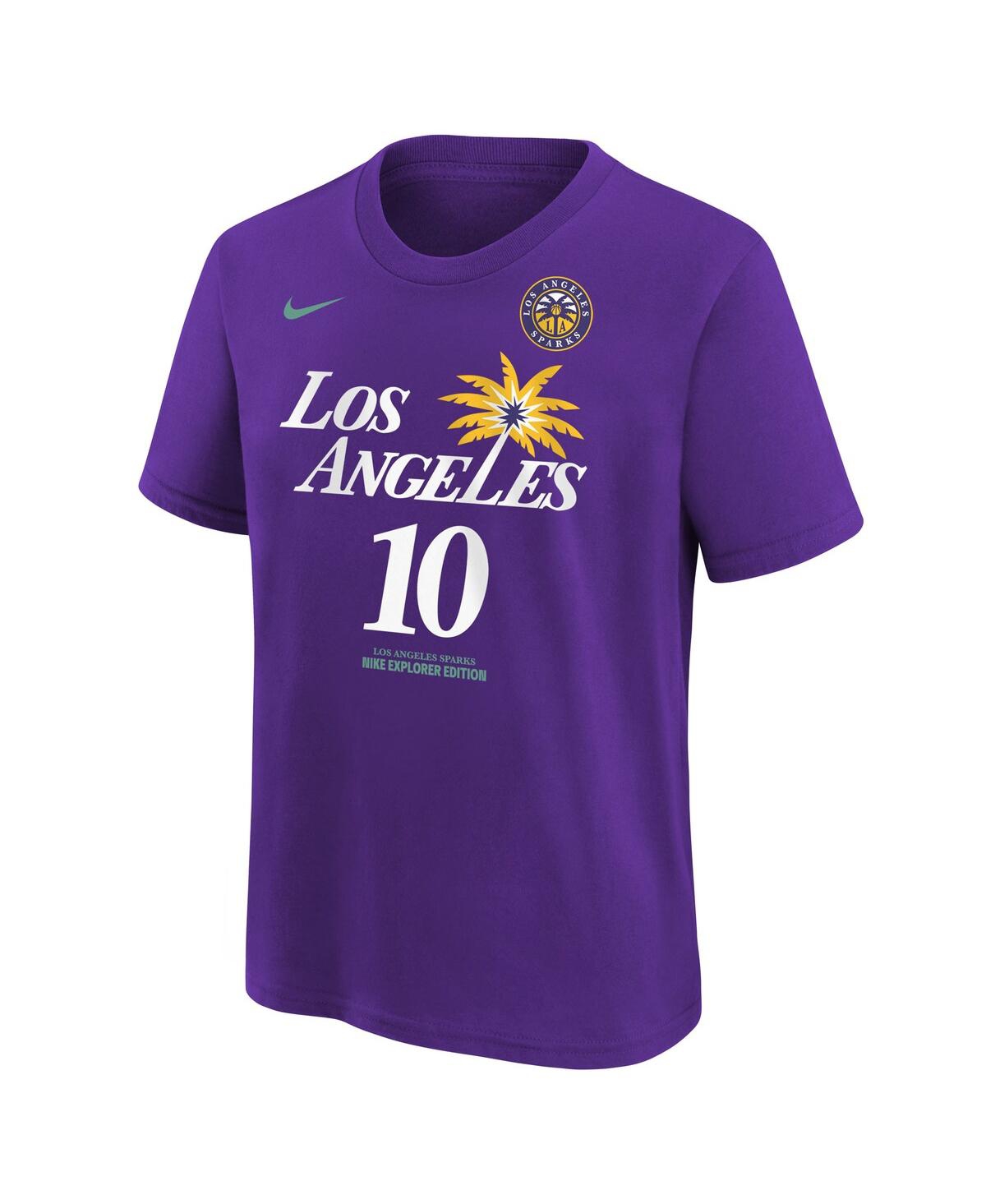 Nike Big Boys And Girls Kelsey Plum Purple Los Angeles Sparks Explorer Edition Name Number T-shirt