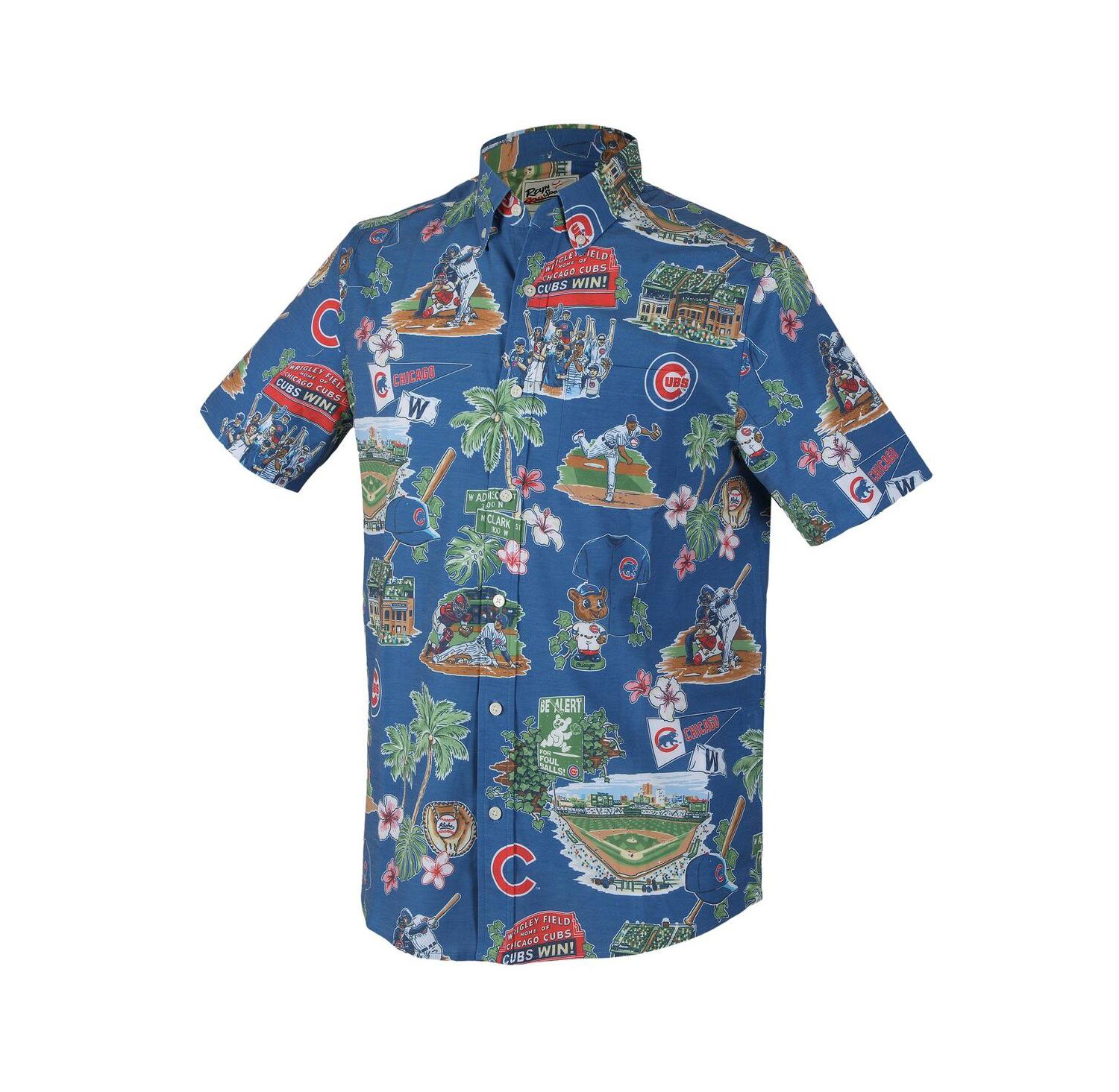 Men's Royal Chicago Cubs Scenic Tri-Blend Button-Down Shirt