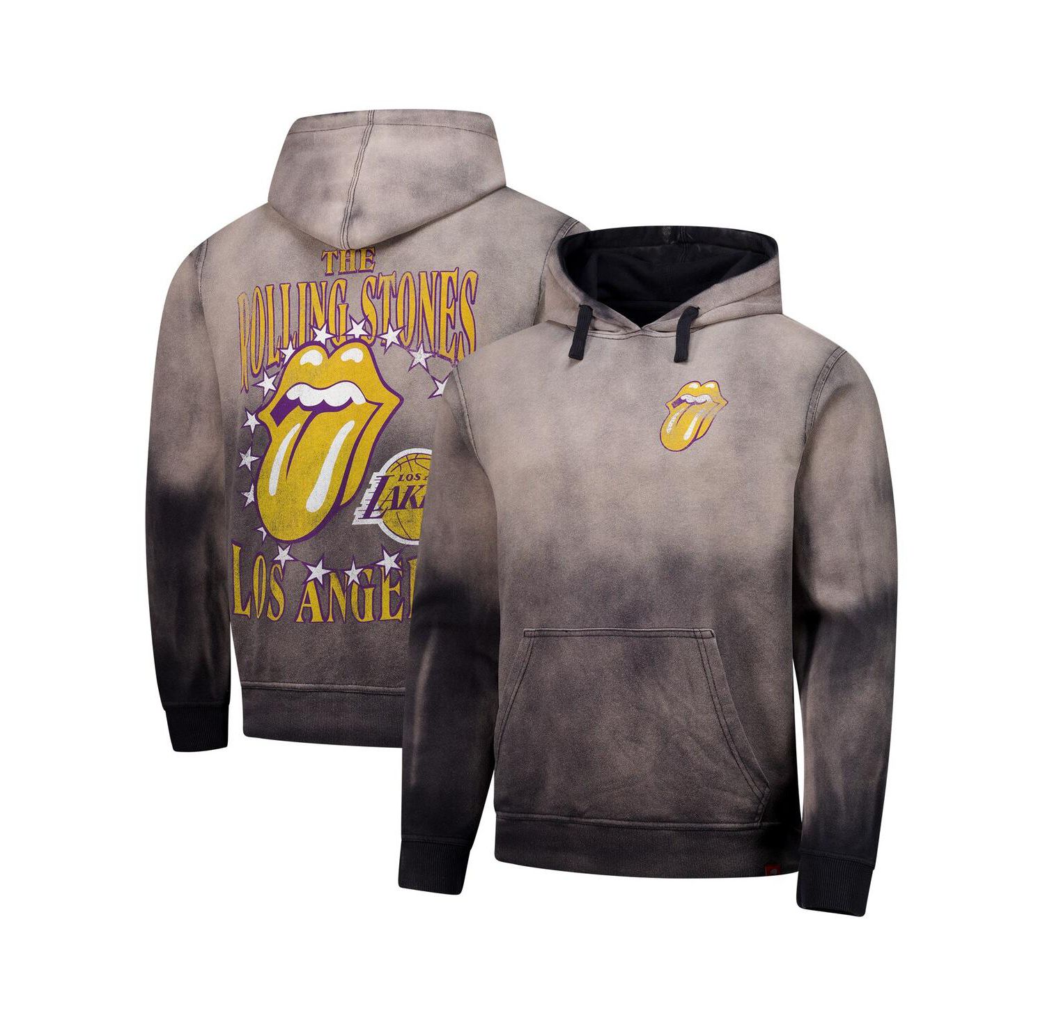 Men's and Women's Gray Rolling Stones x Los Angeles Lakers Collab Pullover Hoodie