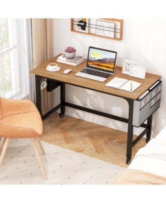 48 Inch Rolling Computer Desk with Metal Frame for Home Office