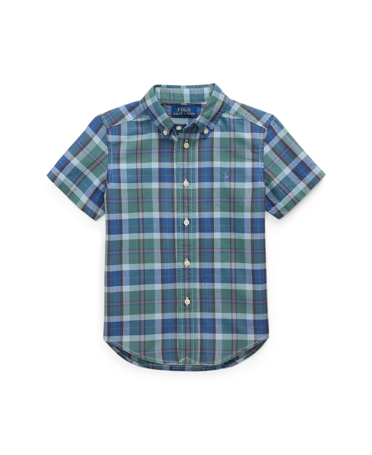 Polo Ralph Lauren Kids' Short Sleeve Plaid Cotton Button-down Oxford Shirt