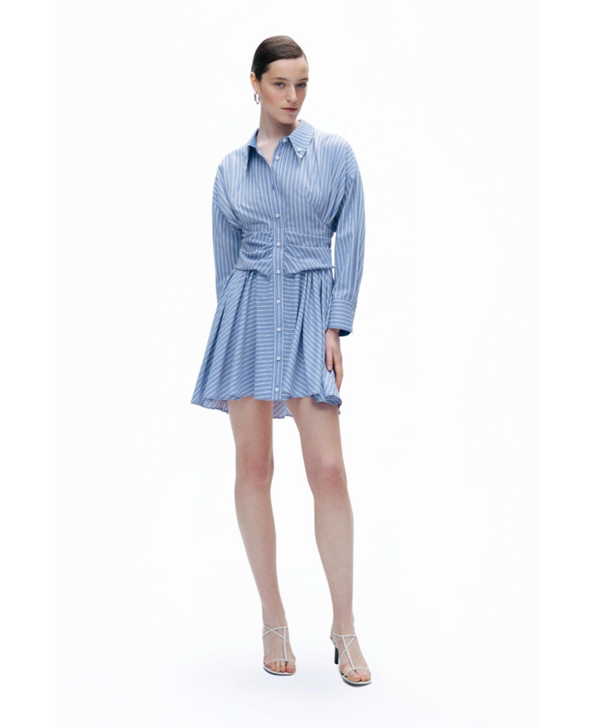 Women's Mini Shirt Dress - Blue
