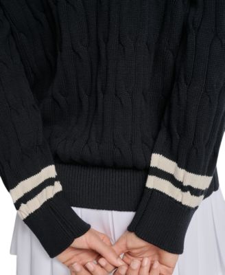 DKNY Women's Cotton Cable Knit V-Neck Sweater - Macy's