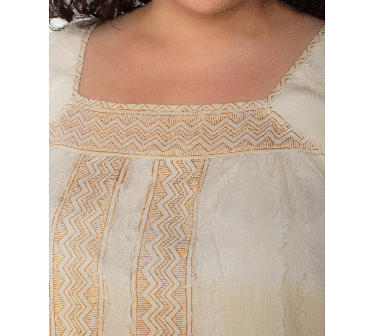 Liverpool Los Angeles Plus Size Chevron Stripe Flutter-sleeve Square-neck Blouse