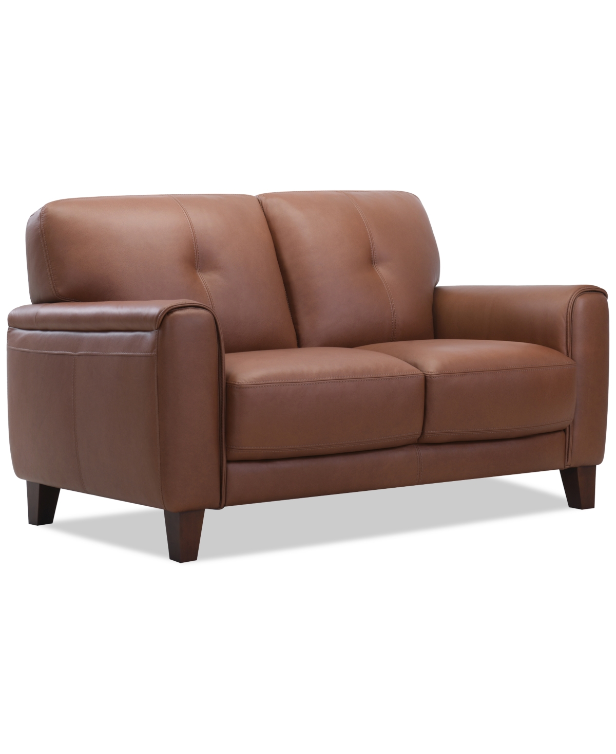 Macy's Ashlinn 61" Leather Loveseat, Exclusively At  In Brown