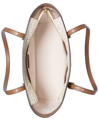 Quinn Medium Signature Logo and Leather Tote Bag