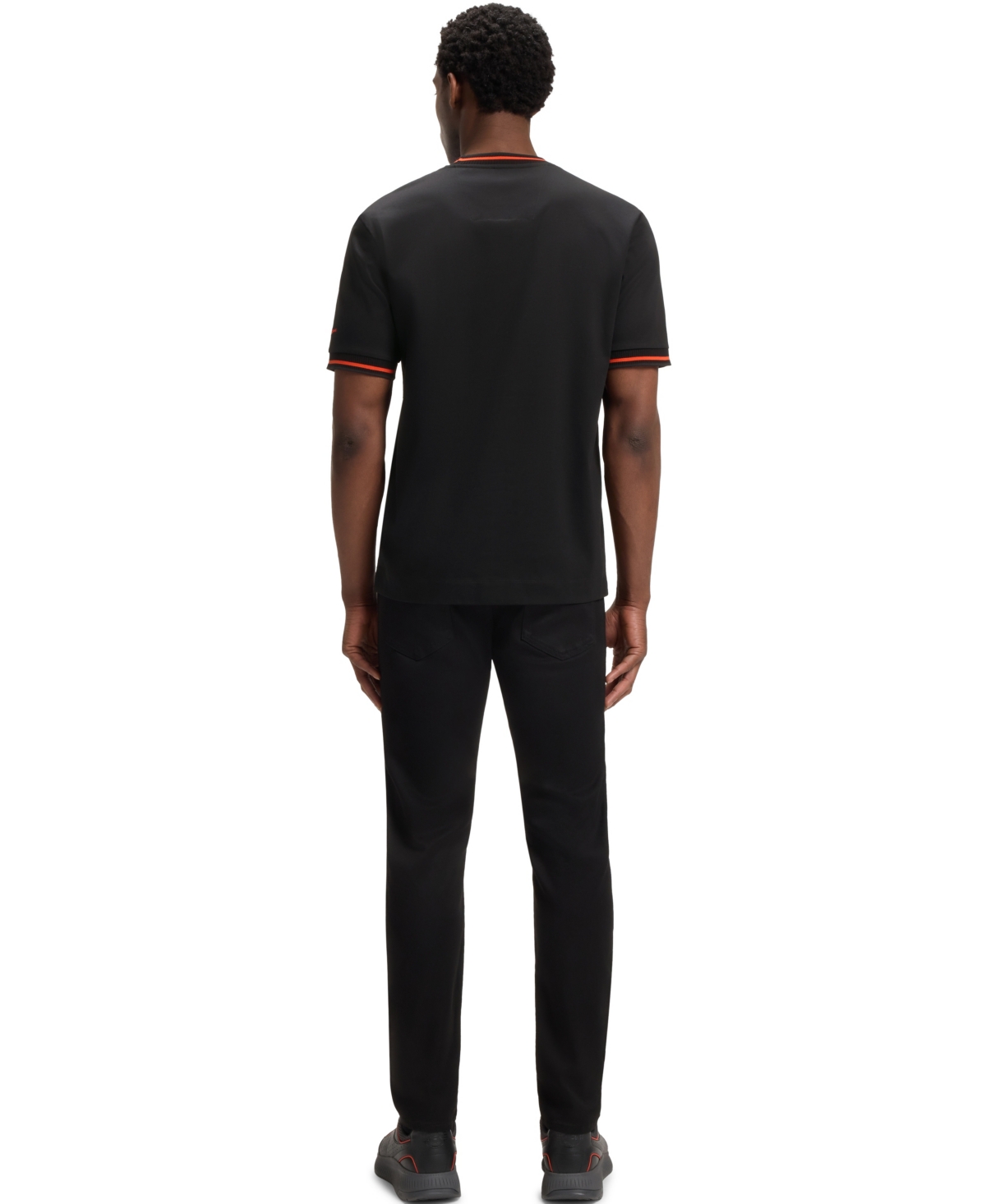 Hugo Boss Porsche X Cotton T-shirt With Moisture-control Finish In Black