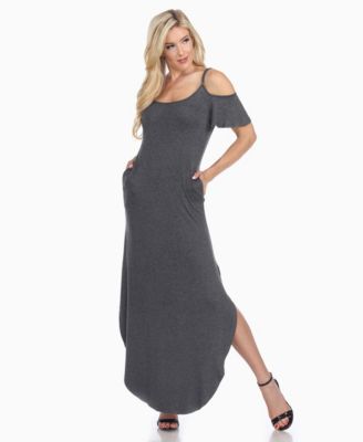 Women's Cold Shoulder Full Length Maxi Dress