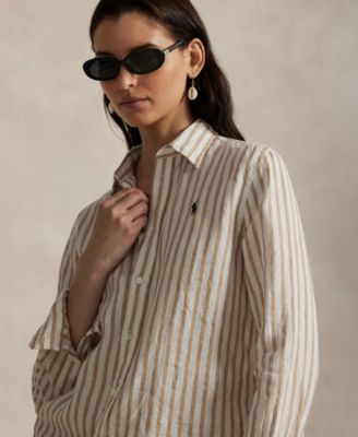 Women's Classic-Fit Striped Linen Shirt