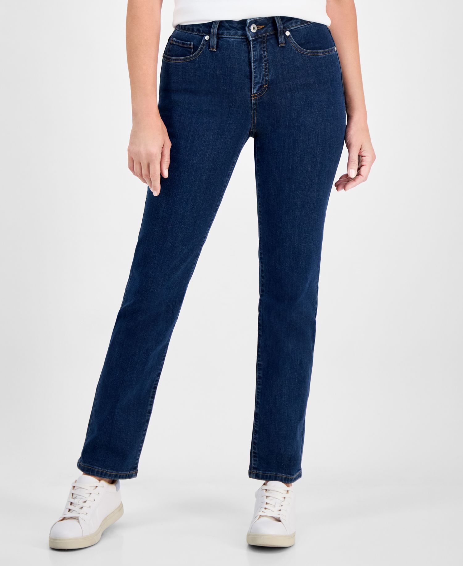 Petite Mid-Rise Straight-Leg Denim Jeans