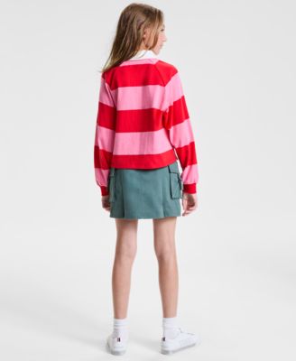 Tommy Hilfiger Big Girls Rugby Stripe Sweatshirt Cargo Skirt In Green