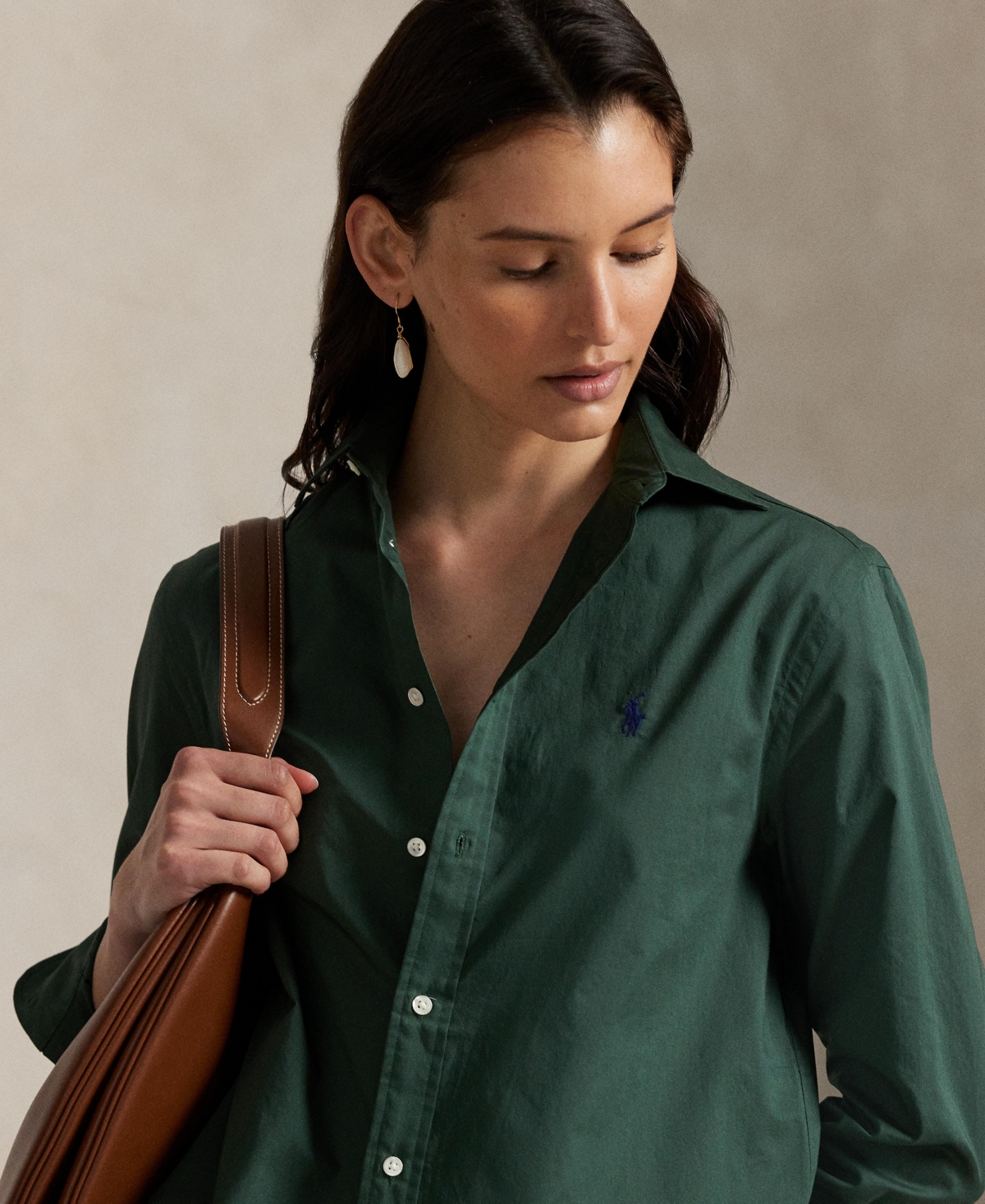 Polo Ralph Lauren Women's Classic-fit Cotton Twill Shirt In Green