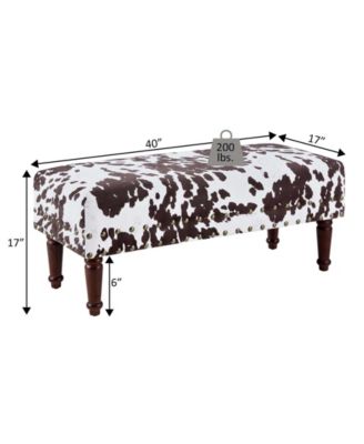 17" Designs4Comfort Cow Print Bench with Nail Heads