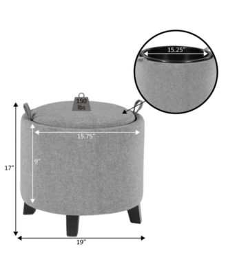 19" Designs4Comfort Oscar Storage Ottoman with Reversible Tray