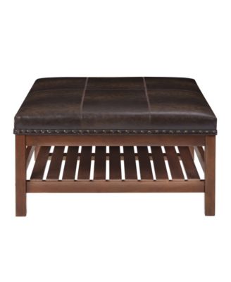 32" Designs4Comfort Silverton Coffee Table Cocktail Ottoman with Storage Shelf