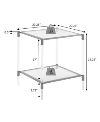 20.25" Royal Crest 2 Tier Acrylic Glass Square End Table