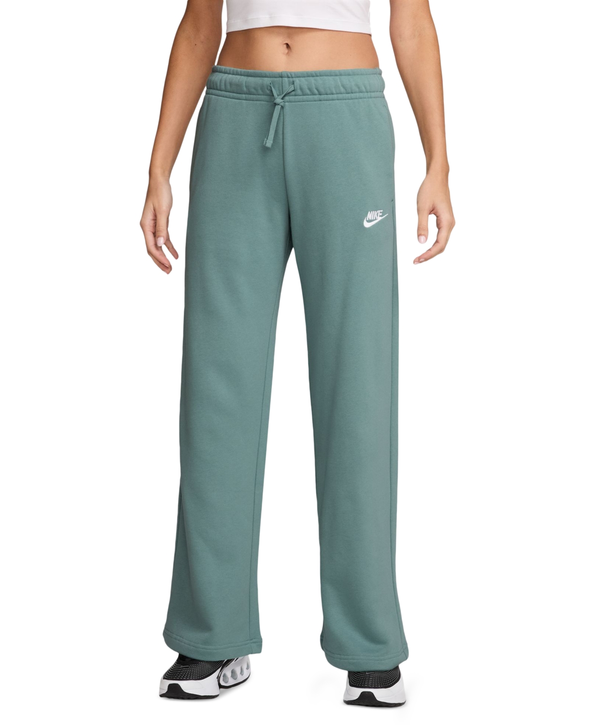 Nike Women's Sportswear Club Fleece Mid-rise Wide-leg Sweatpants In Green