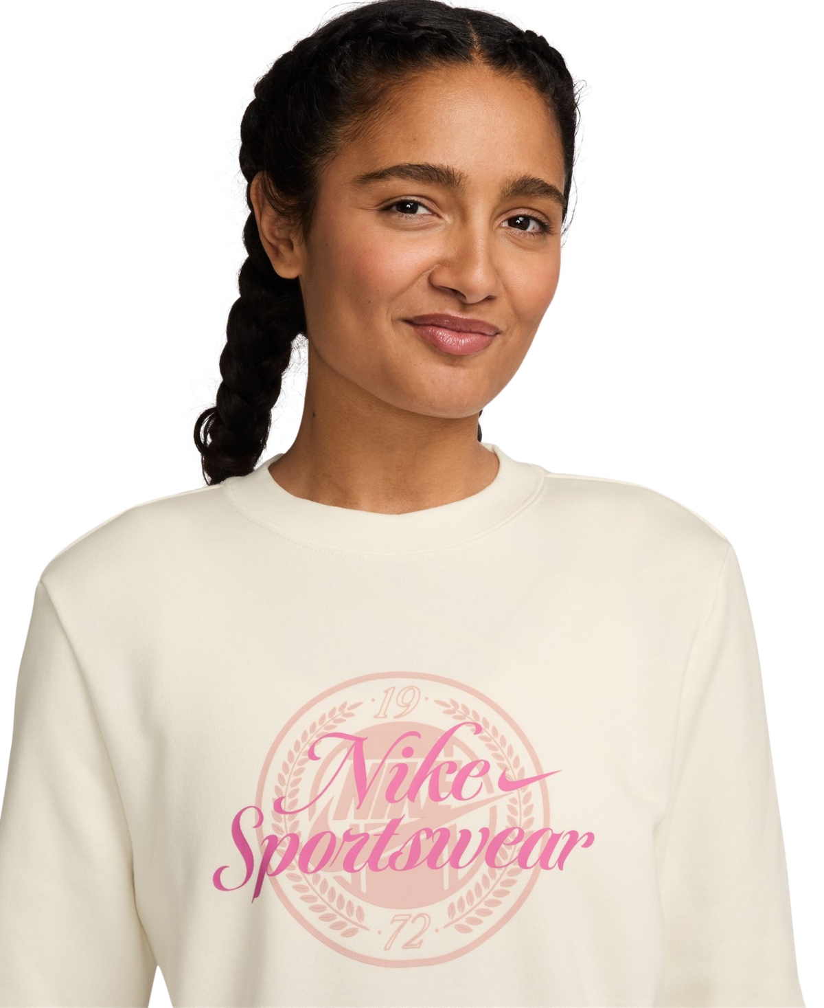 Nike Sportswear Women's Club Fleece Graphic Crewneck Sweatshirt In Neutral