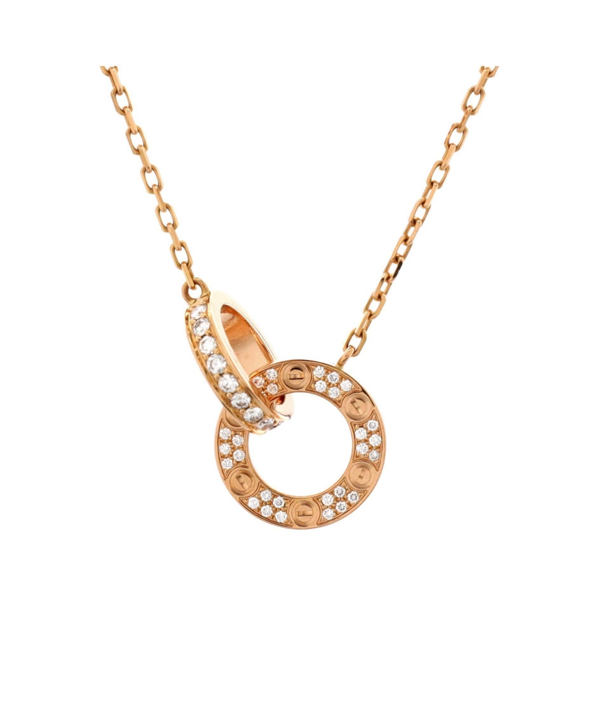 Love Interlocking Pave Necklace 18K Rose Gold and Diamonds - 18k rose gold