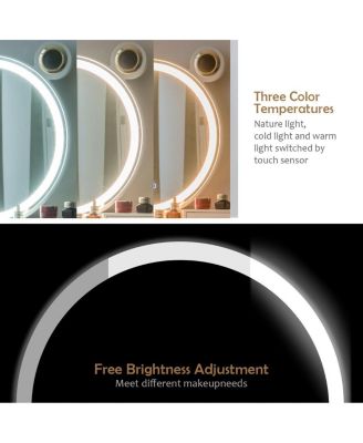 Vanity Set with 3-Color Lighted Touch Screen Dimming Mirror and 4 Drawers