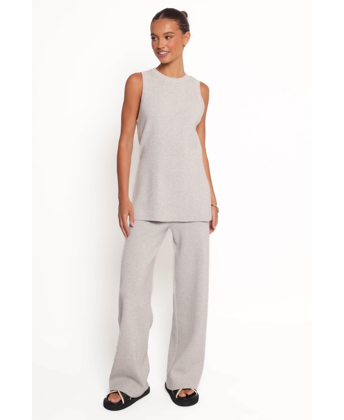 Women's Ellory Knitted Pant Set - Light grey