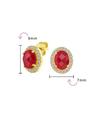 2.3CT Pave CZ Halo Created Stone Round Oval Stud Earrings Gold Plated .925 Sterling Silver