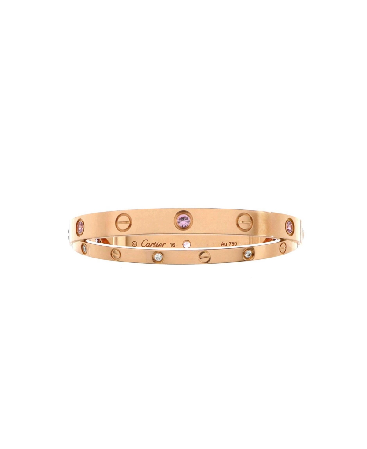 Double Love Bracelet 18K Rose Gold with Pink Sapphires and Diamonds - 18k rose gold