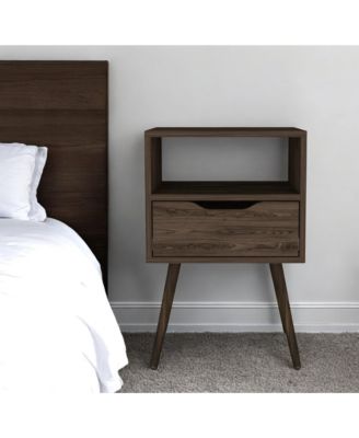 One Drawer Faux Wood Nightstand For Bedside Organization
