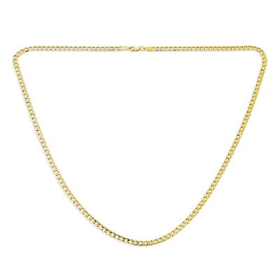 Fine Solid Yellow 10K Gold Strong Rolo Link Cable Cuban Chain Necklace 3.5MM for Women Men Unisex Lobster Claw Clasp 16,18,20,22,24 Inch